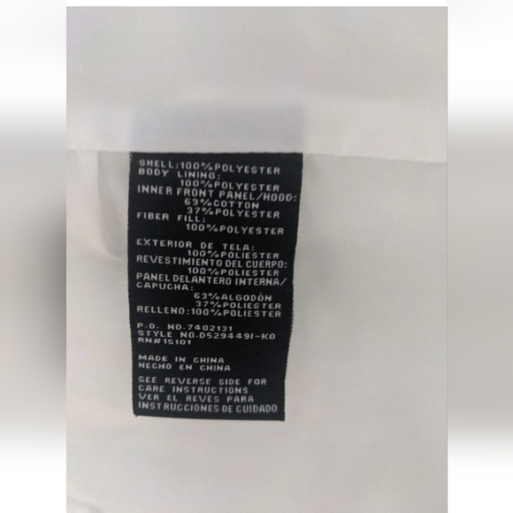 DETAILS INTL Womens White Puffer Jacket/Coat w/ Gray Sweatshirt Hood - Size XXL. - Picture 7 of 16